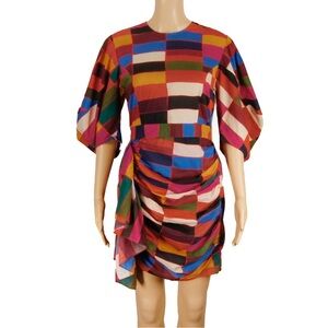 Rhode Pia Cotton Puff Sleeve Geometric Multicolour Dress